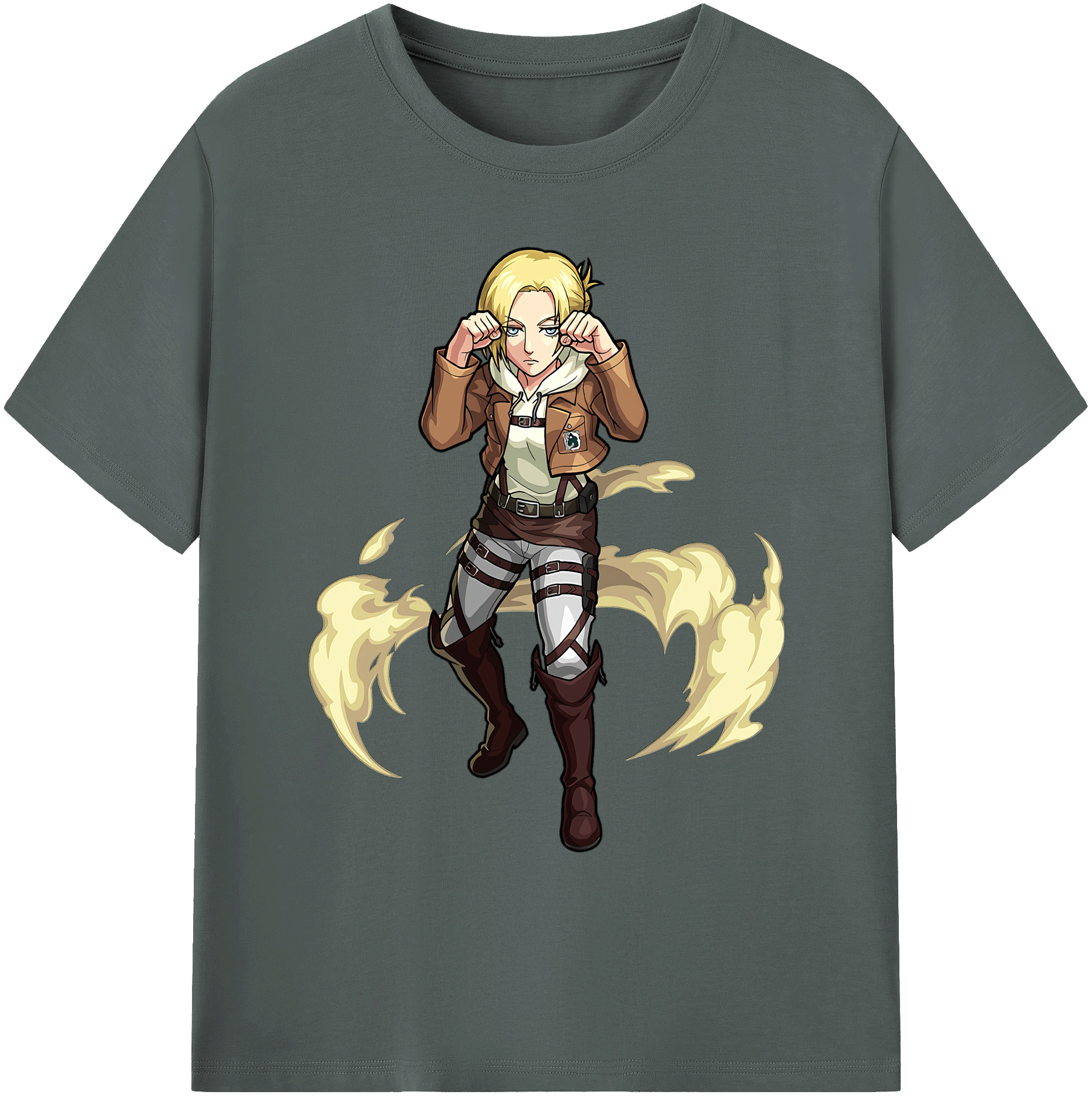 （画像用） 進撃の巨人 アニ・レオンハート Attack on Titan Annie Leonhart 綿100％ メンズ半袖Tシャツ｜肌触りやわらか＆通気性